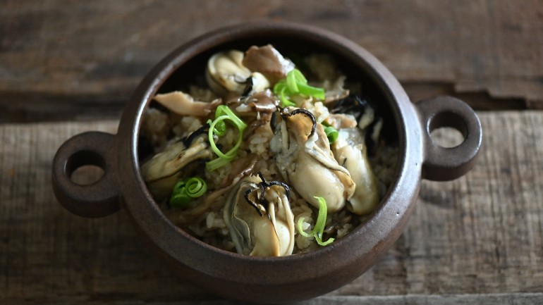 牡蠣舞菇炊飯